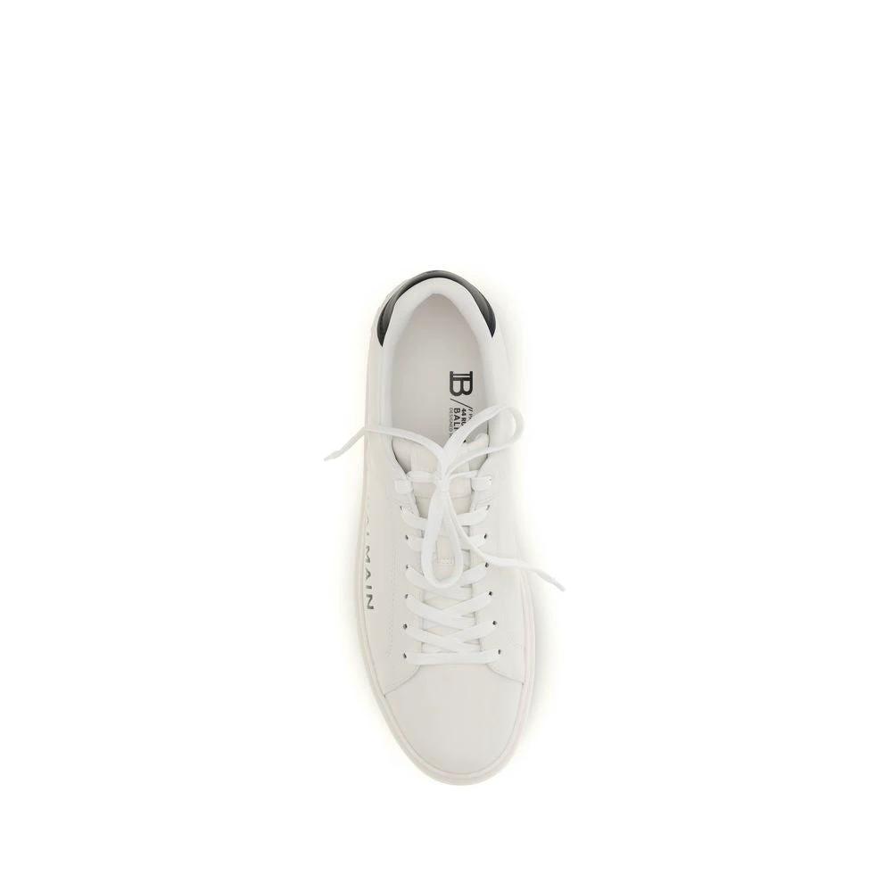 Balmain Weiße Bos Taurus Kalbsleder Low-Top-Sneaker by Balmain