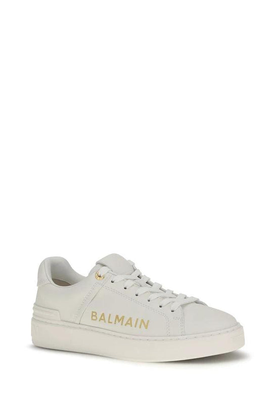 Balmain Weiße Kalbsleder Bos Taurus Low-Top-Sneaker by Balmain