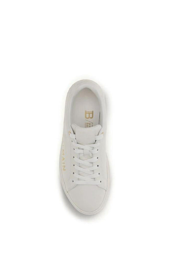 Balmain Weiße Kalbsleder Bos Taurus Low-Top-Sneaker by Balmain
