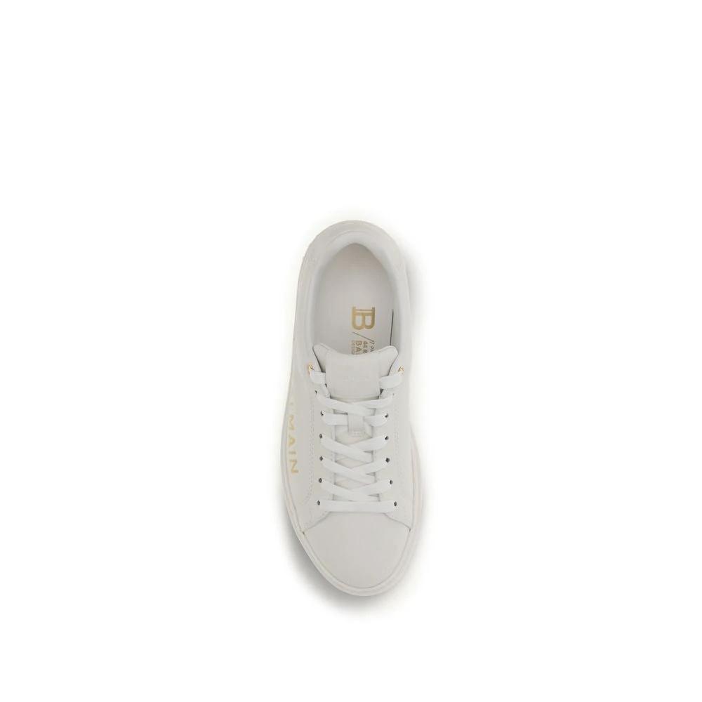 Balmain Weiße Kalbsleder Bos Taurus Low-Top-Sneaker by Balmain