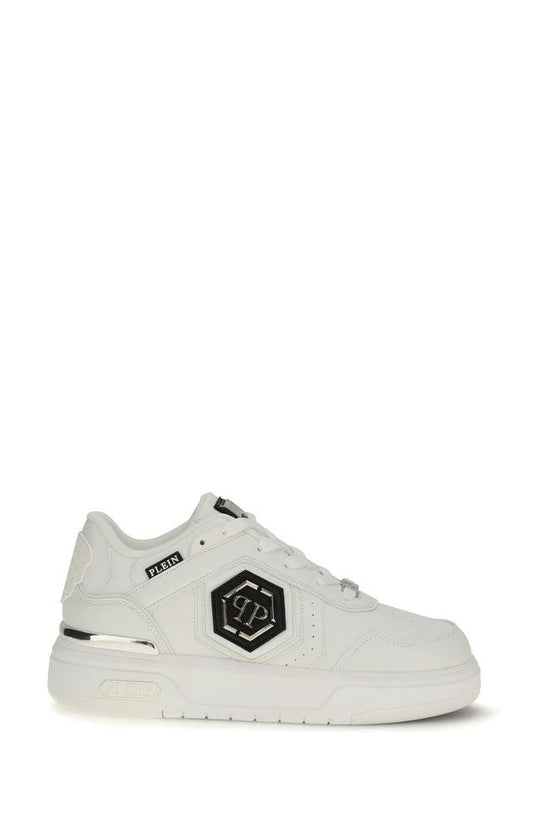 Philipp Plein Weiße Kalbsleder Bos Taurus Athletic Sneaker by Philipp Plein