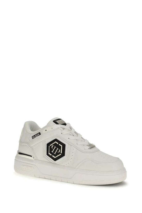 Philipp Plein Weiße Kalbsleder Bos Taurus Athletic Sneaker by Philipp Plein