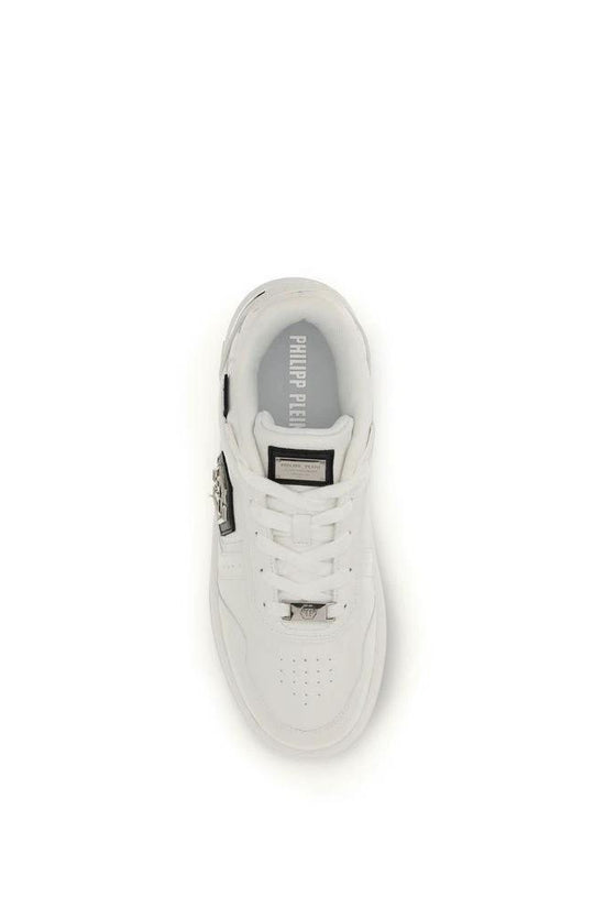 Philipp Plein Weiße Kalbsleder Bos Taurus Athletic Sneaker by Philipp Plein