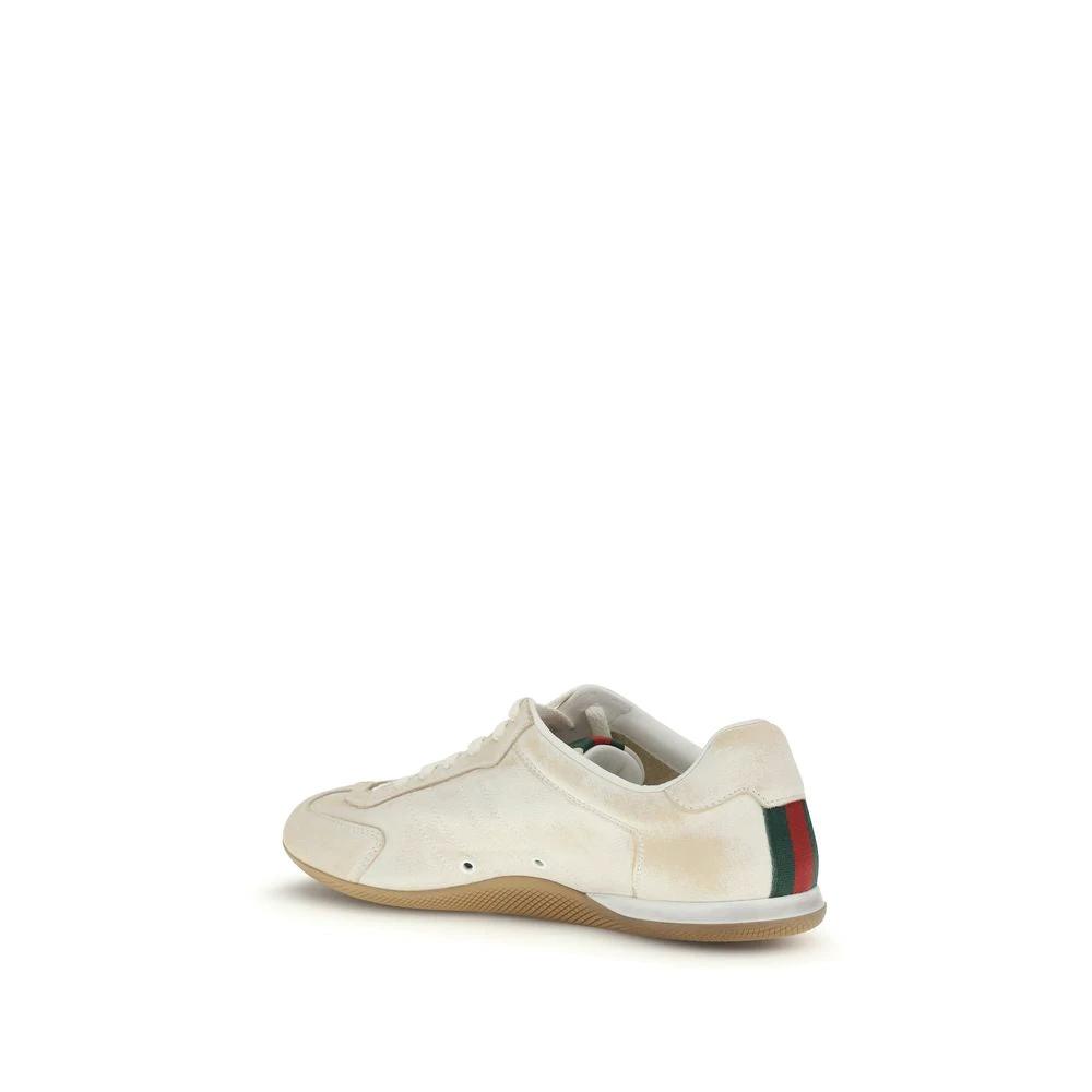 Gucci Weiße Bos Taurus Kalbsleder Low-Top-Sneaker by Gucci