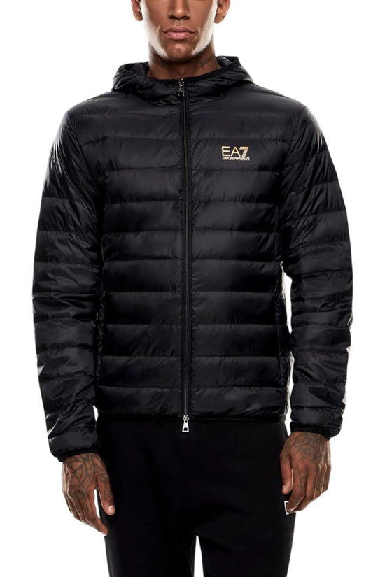EA7 Emporio Armani Zweifarbige Polyamid-Steppjacke in voller Länge by EA7 Emporio Armani