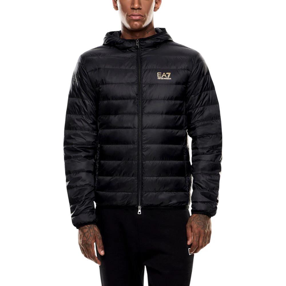 EA7 Emporio Armani Zweifarbige Polyamid-Steppjacke in voller Länge by EA7 Emporio Armani