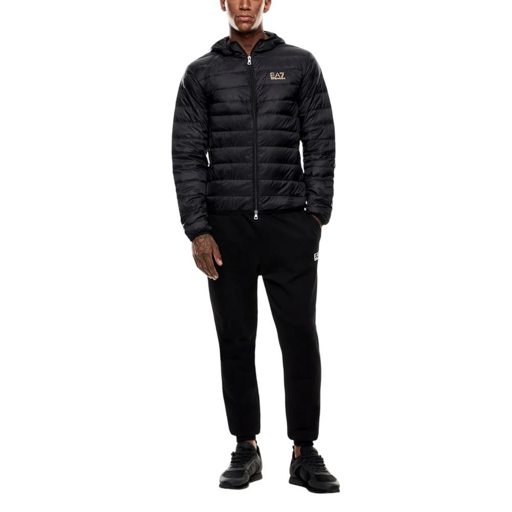 EA7 Emporio Armani Zweifarbige Polyamid-Steppjacke in voller Länge by EA7 Emporio Armani