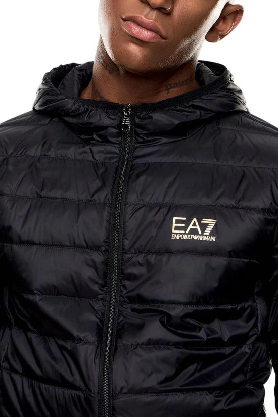 EA7 Emporio Armani Zweifarbige Polyamid-Steppjacke in voller Länge by EA7 Emporio Armani