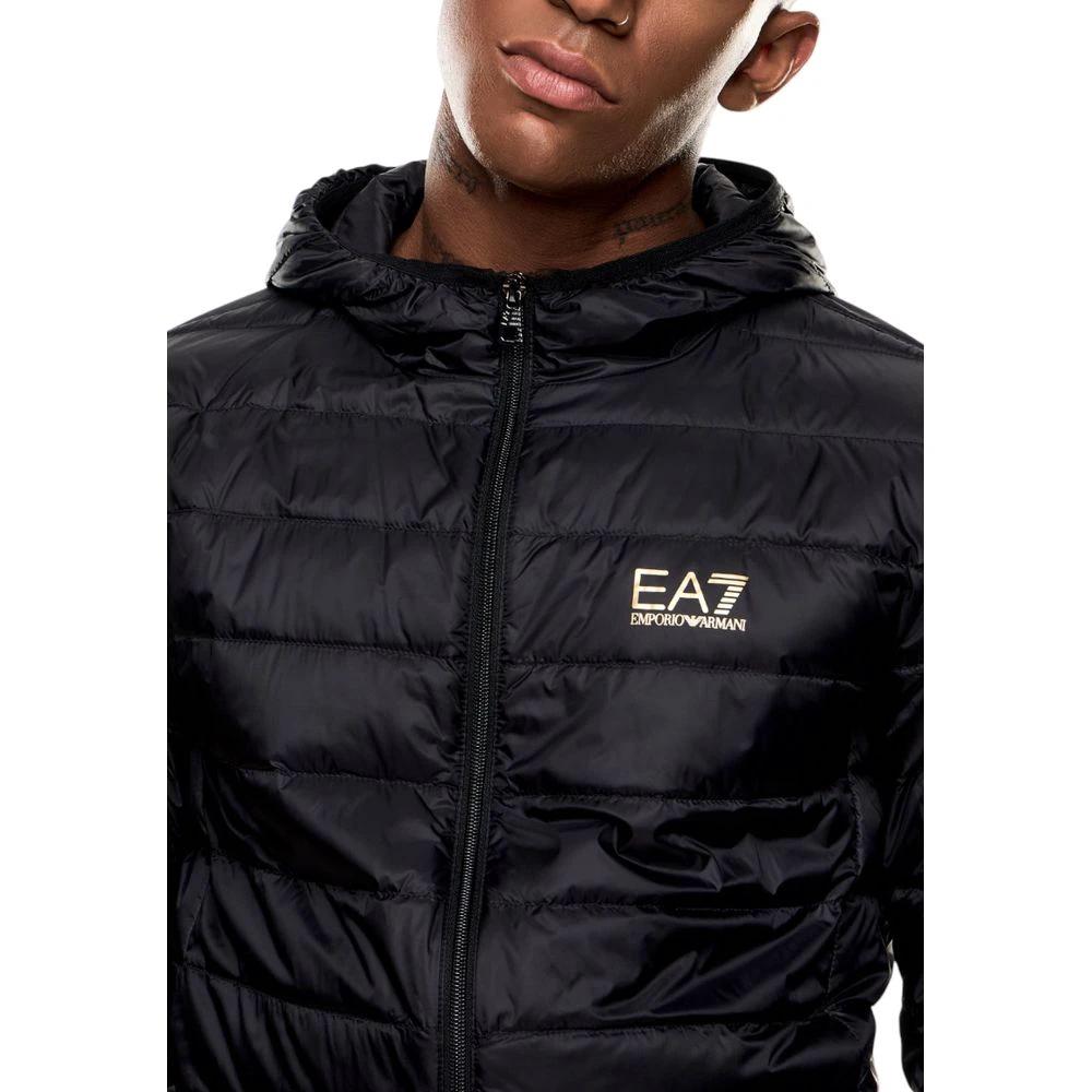 EA7 Emporio Armani Zweifarbige Polyamid-Steppjacke in voller Länge by EA7 Emporio Armani