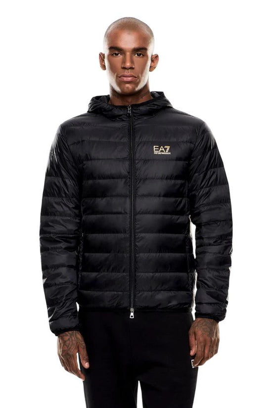 EA7 Emporio Armani Zweifarbige Polyamid-Steppjacke in voller Länge by EA7 Emporio Armani