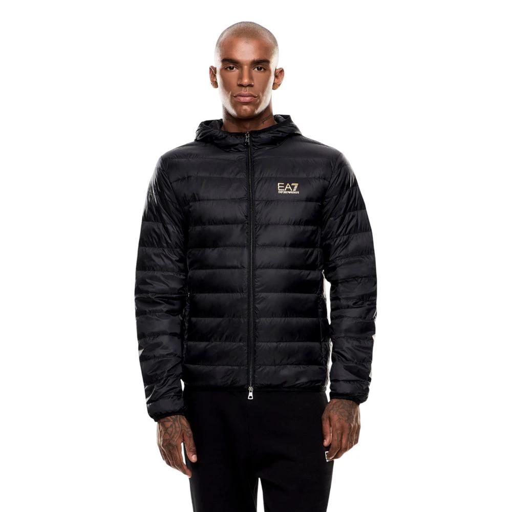 EA7 Emporio Armani Zweifarbige Polyamid-Steppjacke in voller Länge by EA7 Emporio Armani