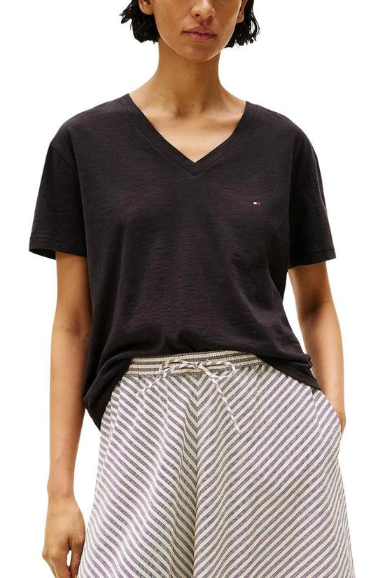 Tommy Hilfiger Schwarzes Bio-Baumwoll-T-Shirt by Tommy Hilfiger
