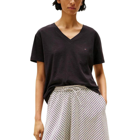 Tommy Hilfiger Schwarzes Bio-Baumwoll-T-Shirt by Tommy Hilfiger