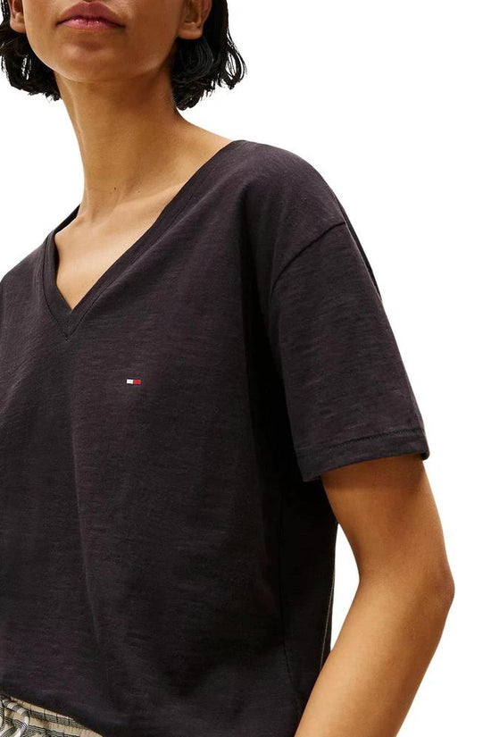 Tommy Hilfiger Schwarzes Bio-Baumwoll-T-Shirt by Tommy Hilfiger