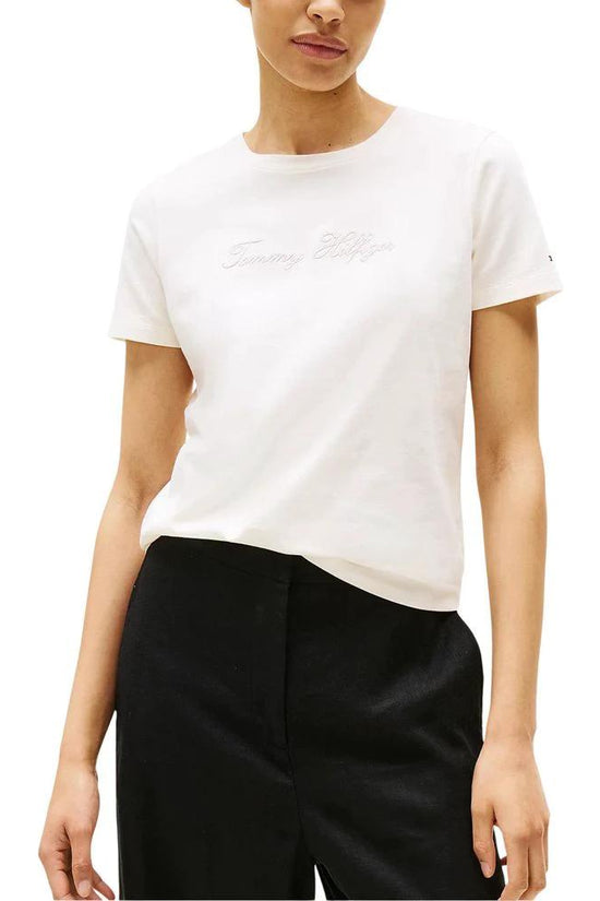 Tommy Hilfiger Beige Recycled Cotton T-Shirt by Tommy Hilfiger