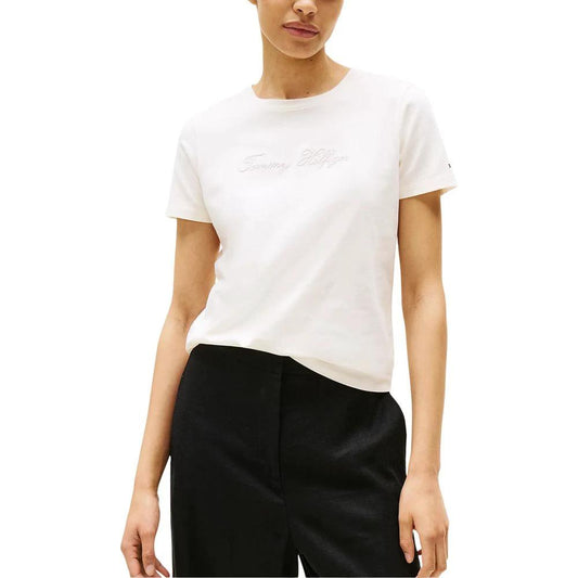 Tommy Hilfiger Beige Recycled Cotton T-Shirt by Tommy Hilfiger