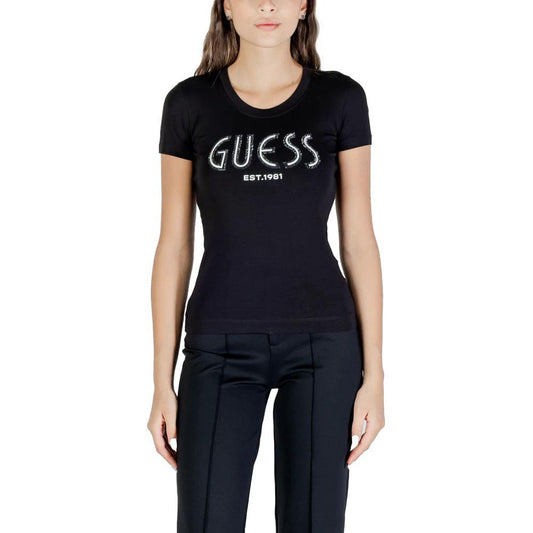 Guess Schwarzes Baumwoll-T-Shirt by Guess