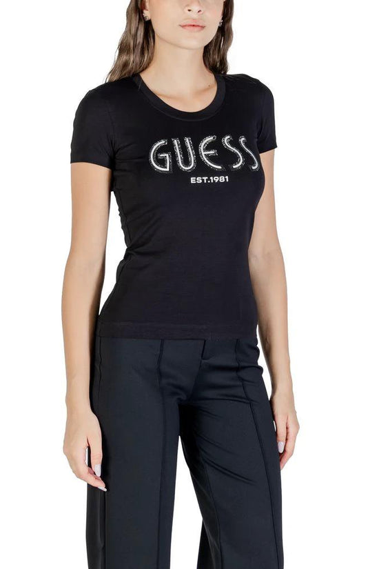 Guess Schwarzes Baumwoll-T-Shirt by Guess