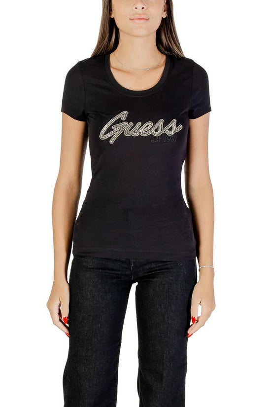 Guess Schwarzes Baumwoll-T-Shirt by Guess