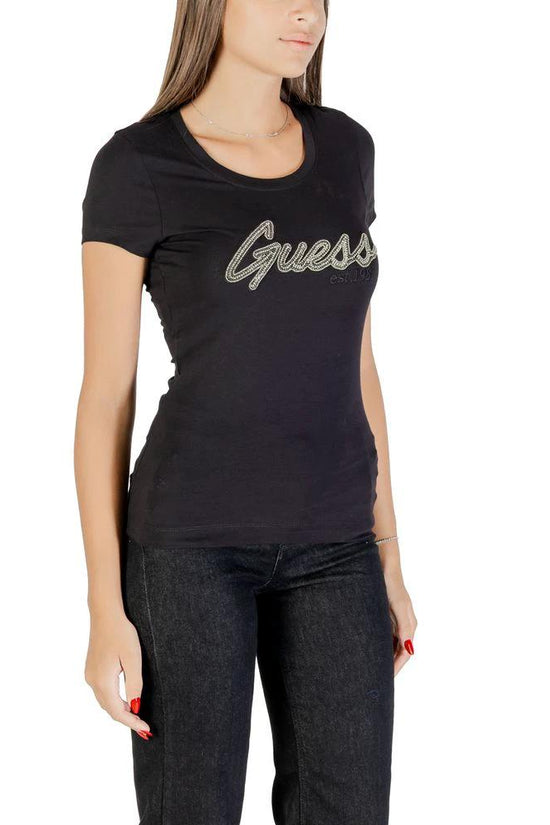 Guess Schwarzes Baumwoll-T-Shirt by Guess