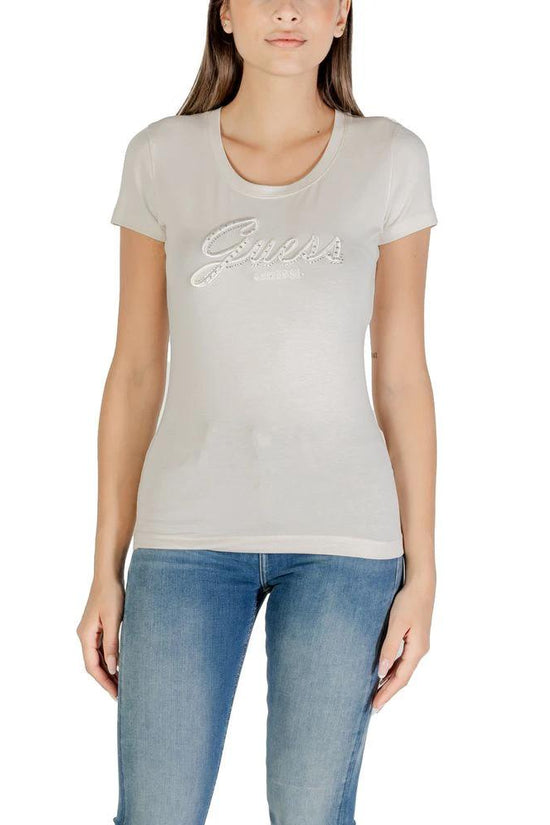 Guess Beige Cotton T-Shirt by Guess