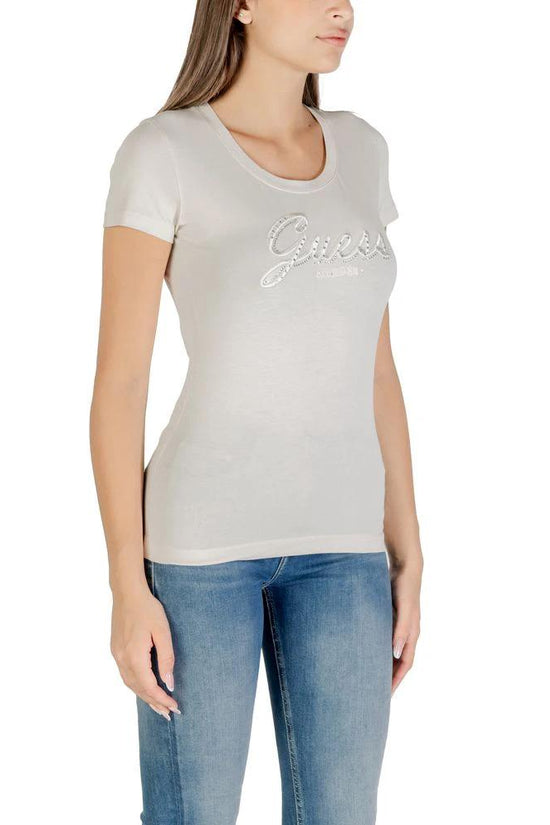 Guess Beige Cotton T-Shirt by Guess