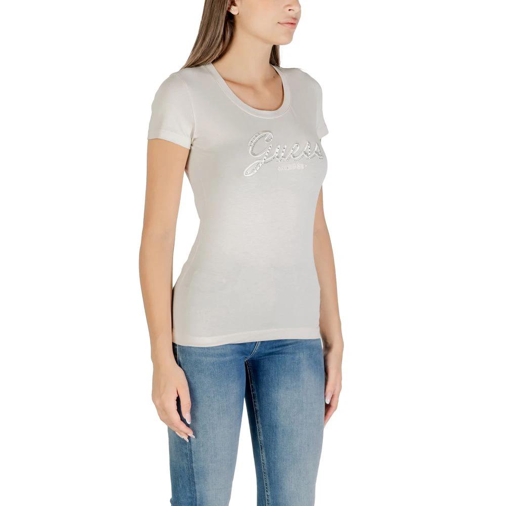 Guess Beige Cotton T-Shirt by Guess