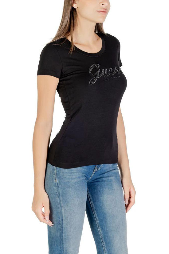 Guess Schwarzes Baumwoll-T-Shirt by Guess