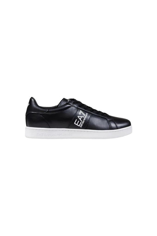 EA7 Emporio Armani Schwarze und weiße Leder-Sneaker by EA7 Emporio Armani