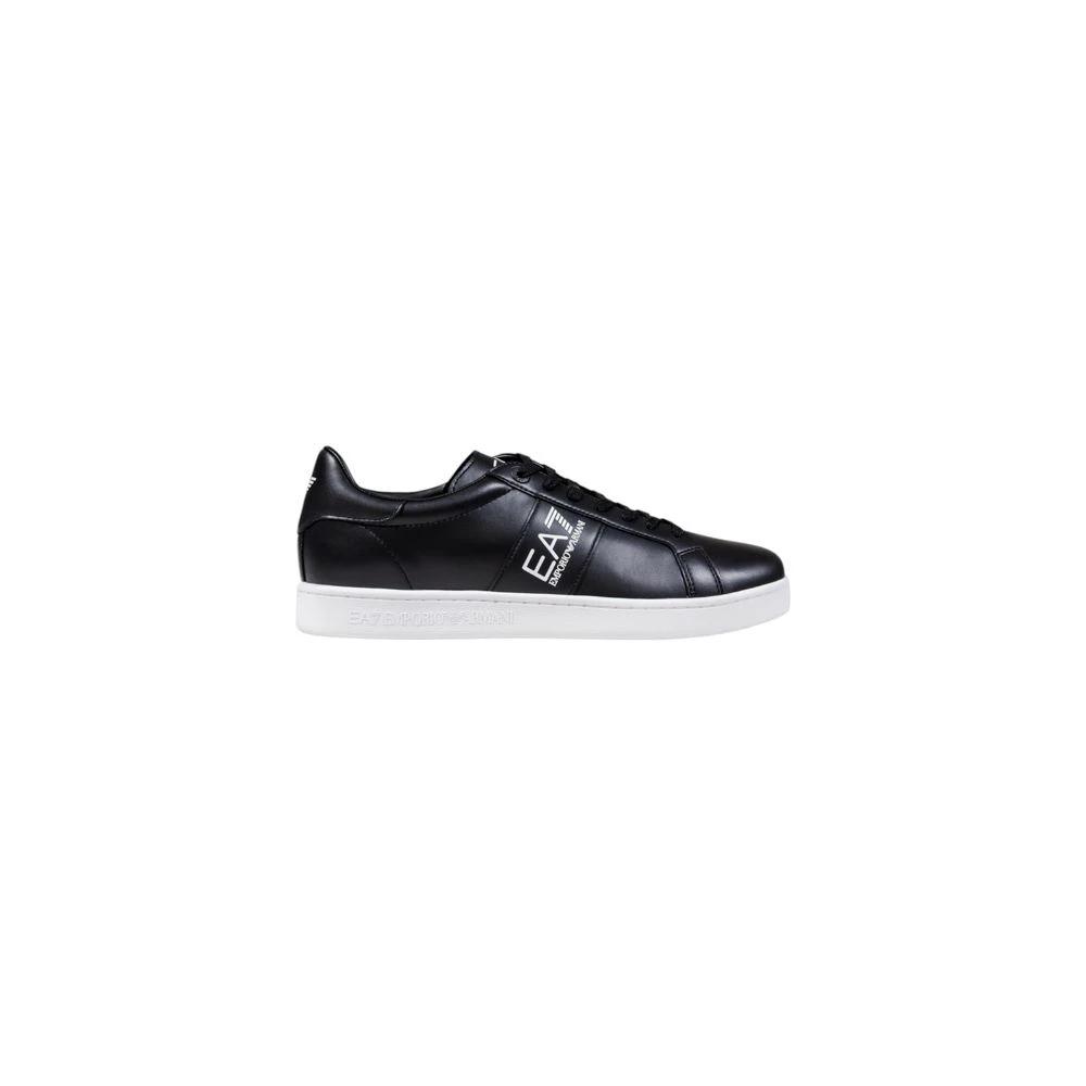 EA7 Emporio Armani Schwarze und weiße Leder-Sneaker by EA7 Emporio Armani