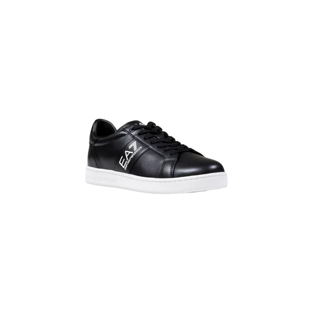 EA7 Emporio Armani Schwarze und weiße Leder-Sneaker by EA7 Emporio Armani