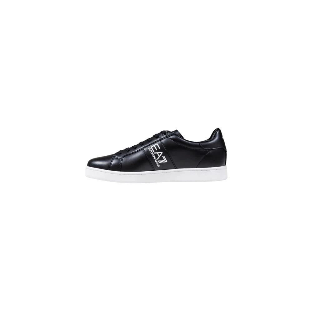 EA7 Emporio Armani Schwarze und weiße Leder-Sneaker by EA7 Emporio Armani