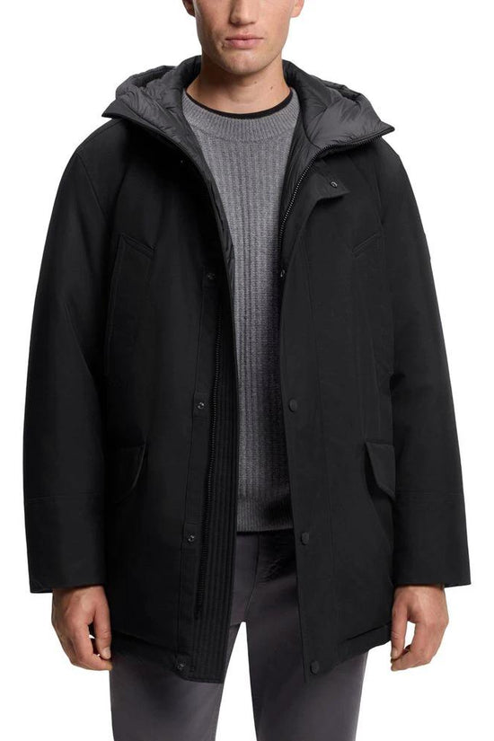 Hugo Boss Schwarze Polyester-Jacke in voller Länge by Hugo Boss