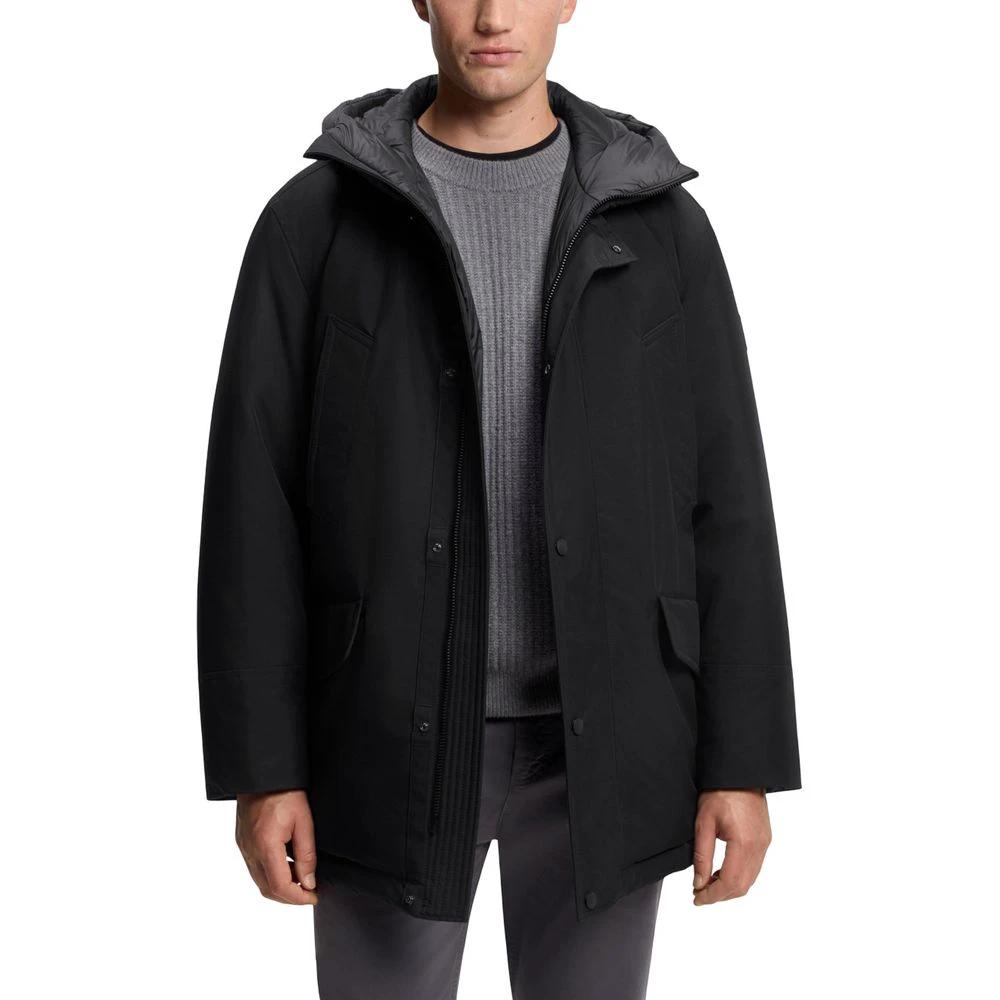 Hugo Boss Schwarze Polyester-Jacke in voller Länge by Hugo Boss