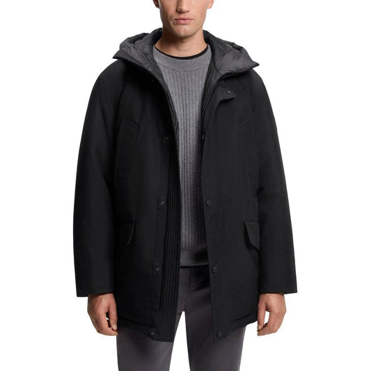 Hugo Boss Schwarze Polyester-Jacke in voller Länge by Hugo Boss