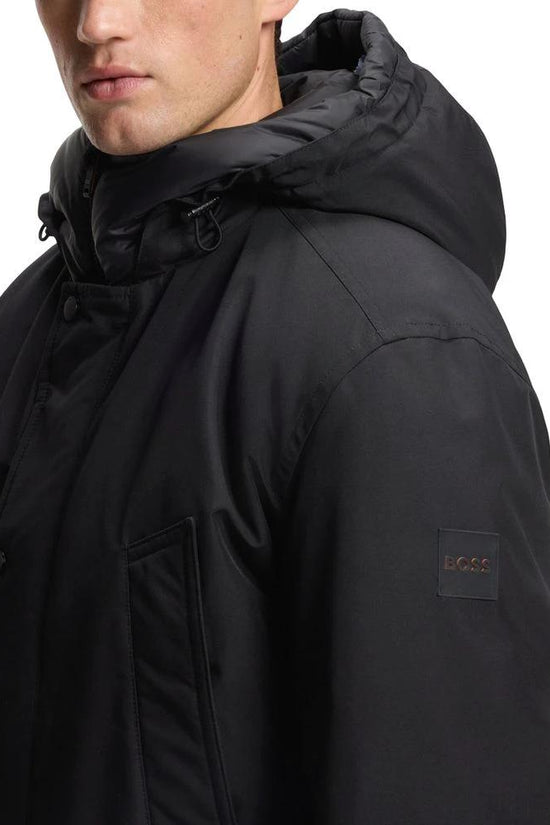 Hugo Boss Schwarze Polyester-Jacke in voller Länge by Hugo Boss