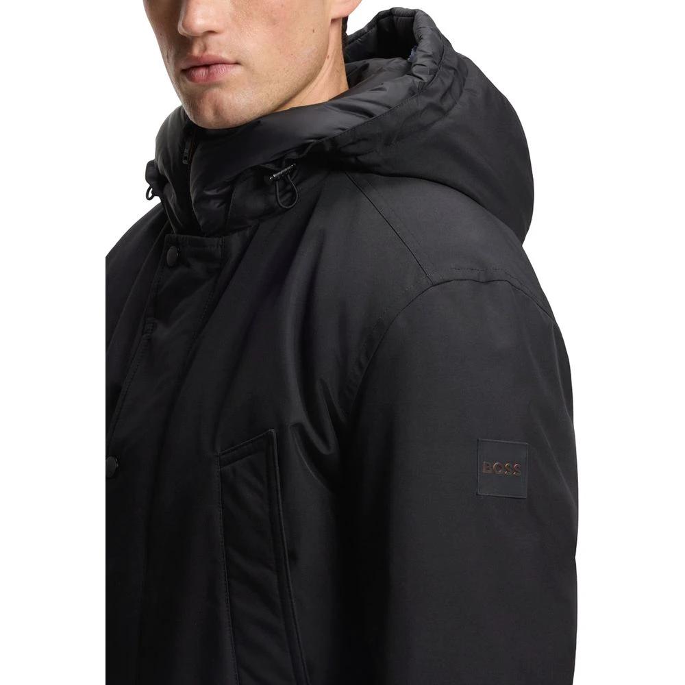 Hugo Boss Schwarze Polyester-Jacke in voller Länge by Hugo Boss
