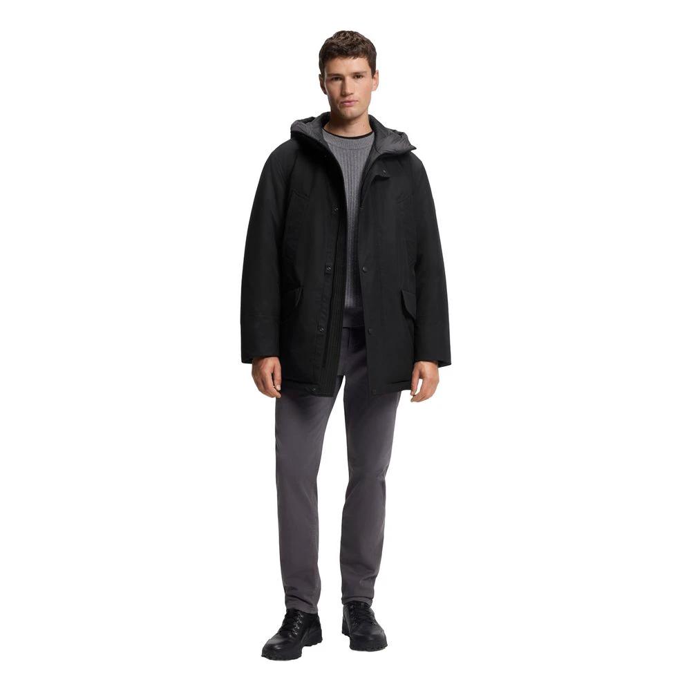 Hugo Boss Schwarze Polyester-Jacke in voller Länge by Hugo Boss