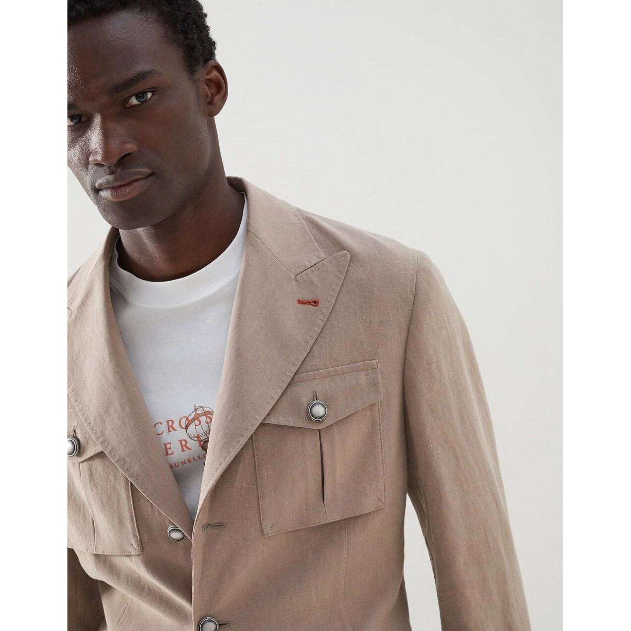Brunello Cucinelli Braune Leinenjacken und Mäntel by Brunello Cucinelli