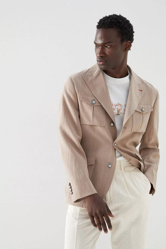 Brunello Cucinelli Braune Leinenjacken und Mäntel by Brunello Cucinelli