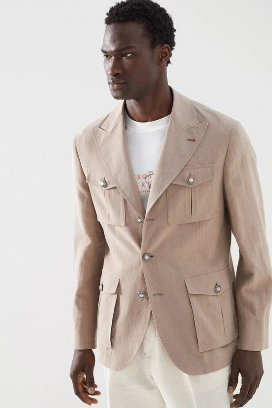 Brunello Cucinelli Braune Leinenjacken und Mäntel by Brunello Cucinelli