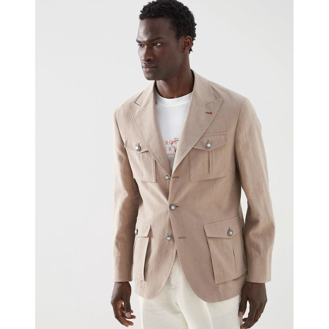 Brunello Cucinelli Braune Leinenjacken und Mäntel by Brunello Cucinelli