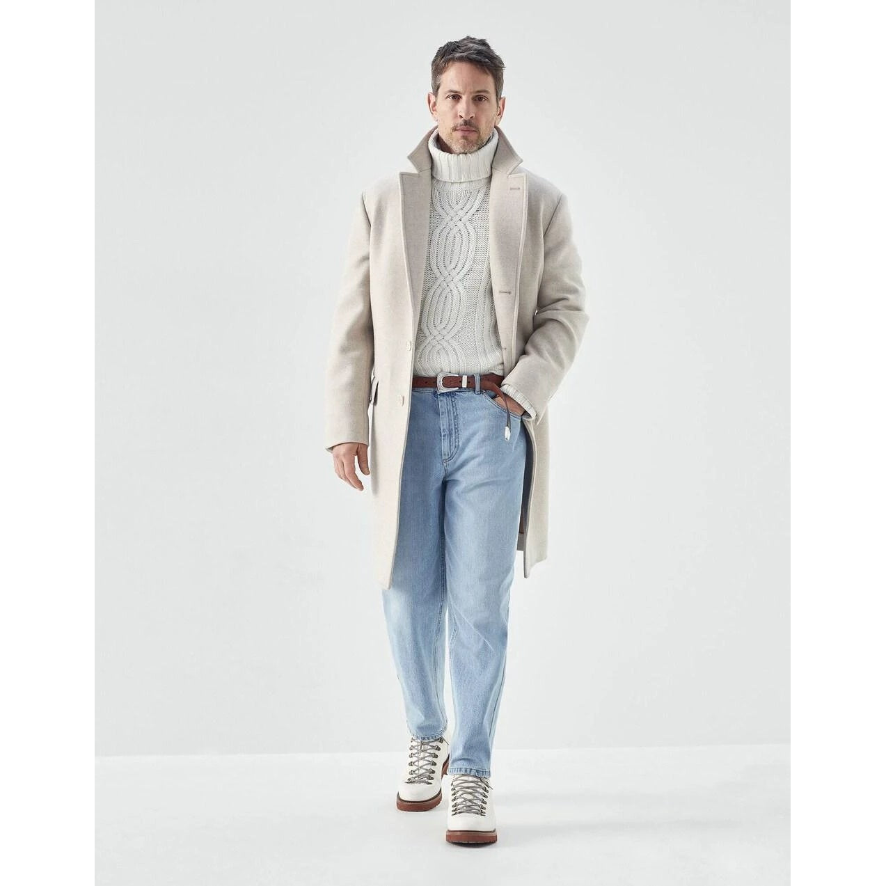 Brunello Cucinelli Cucinelli Grauer Seidenmantel by Brunello Cucinelli Cucinelli