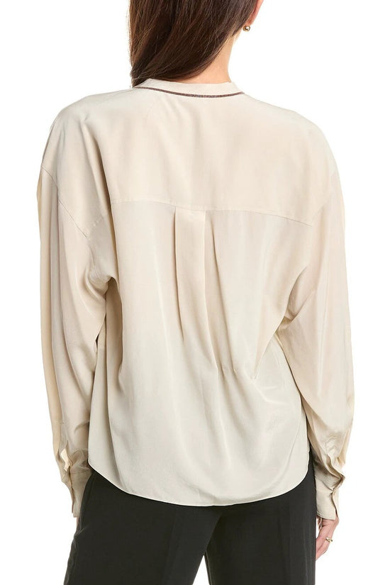 Brunello Cucinelli Beige Seidenbluse by Brunello Cucinelli