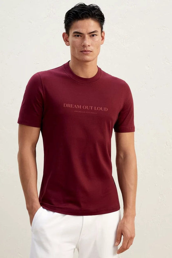Brunello Cucinelli Cucinelli Burgunderfarbenes Baumwoll-T-Shirt by Brunello Cucinelli Cucinelli