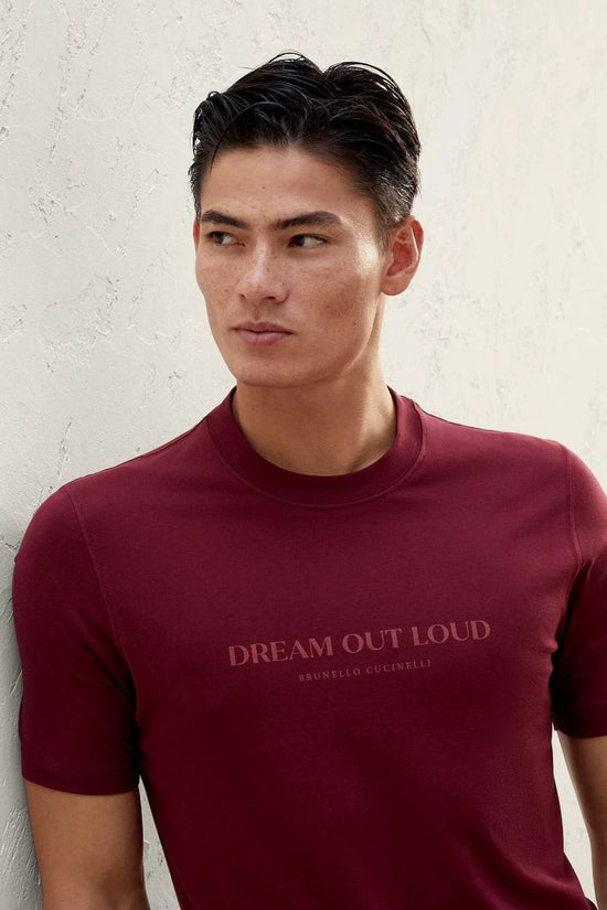 Brunello Cucinelli Burgunderfarbenes Baumwoll-T-Shirt by Brunello Cucinelli
