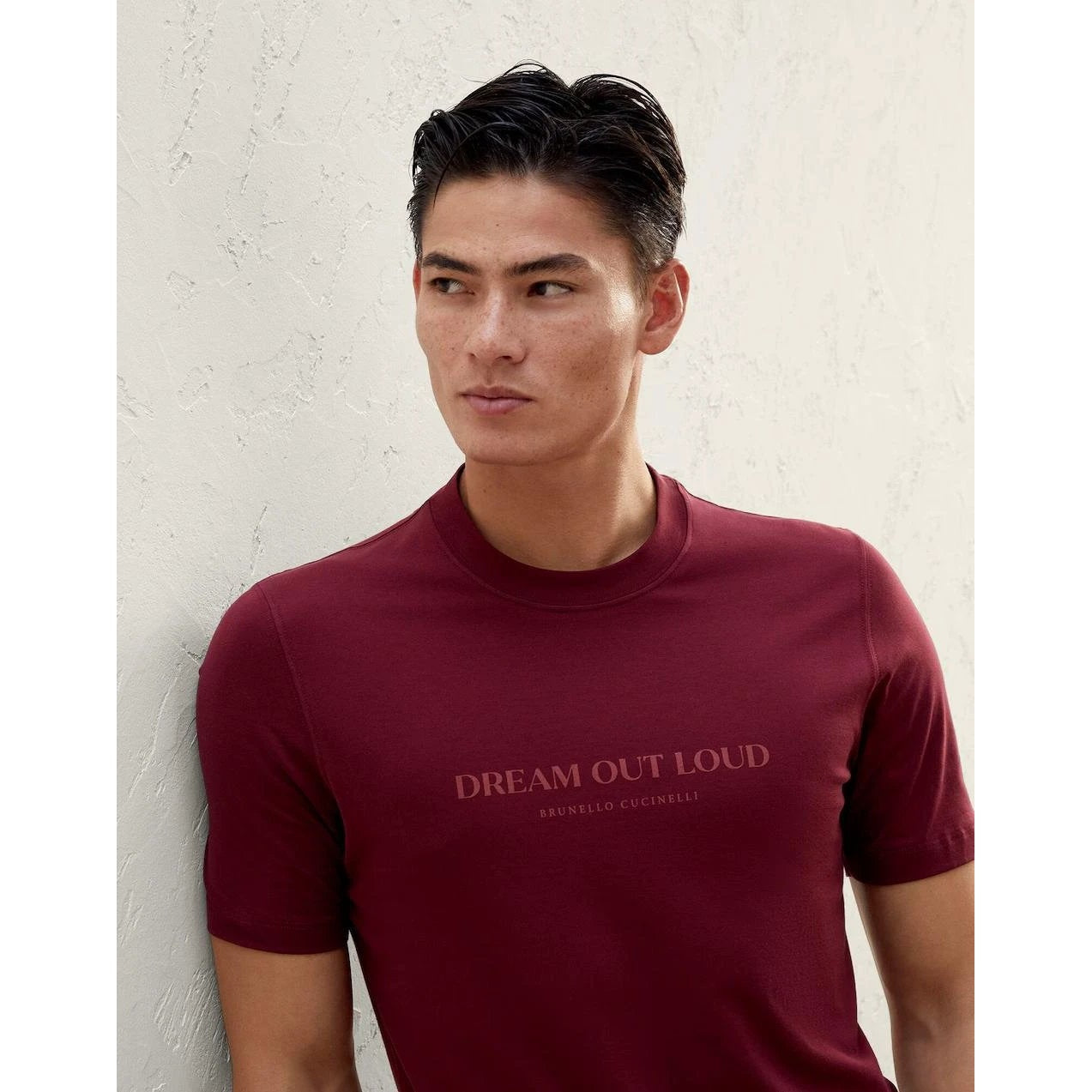 Brunello Cucinelli Burgunderfarbenes Baumwoll-T-Shirt by Brunello Cucinelli