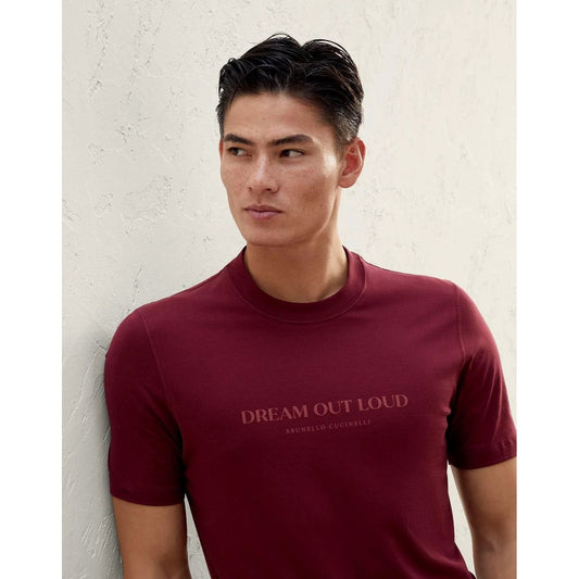 Brunello Cucinelli Burgunderfarbenes Baumwoll-T-Shirt by Brunello Cucinelli