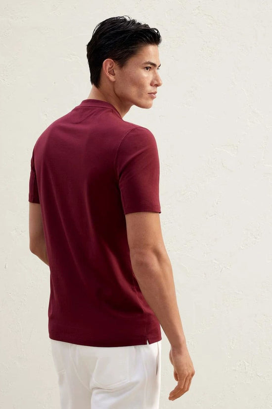 Brunello Cucinelli Burgunderfarbenes Baumwoll-T-Shirt by Brunello Cucinelli