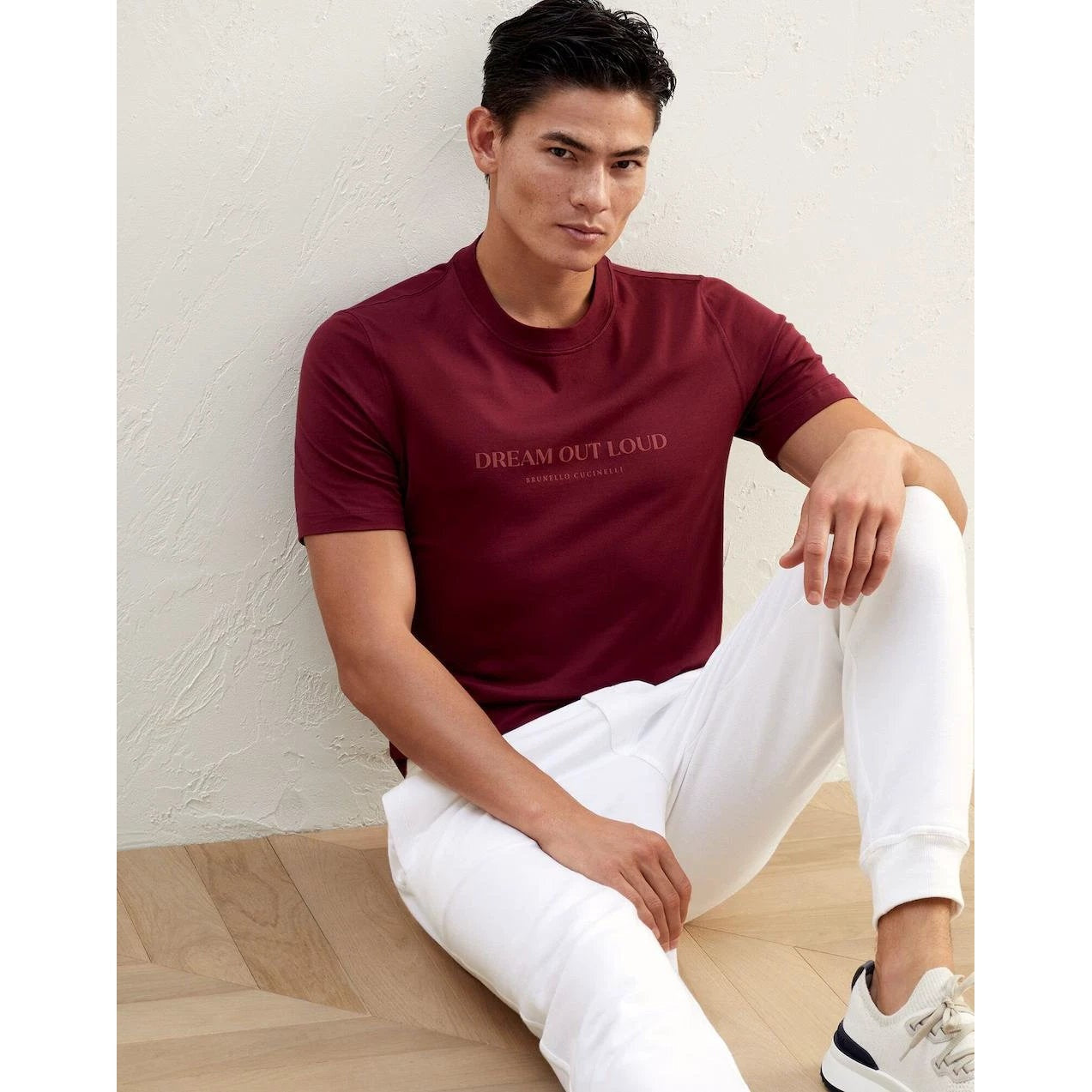 Brunello Cucinelli Burgunderfarbenes Baumwoll-T-Shirt by Brunello Cucinelli